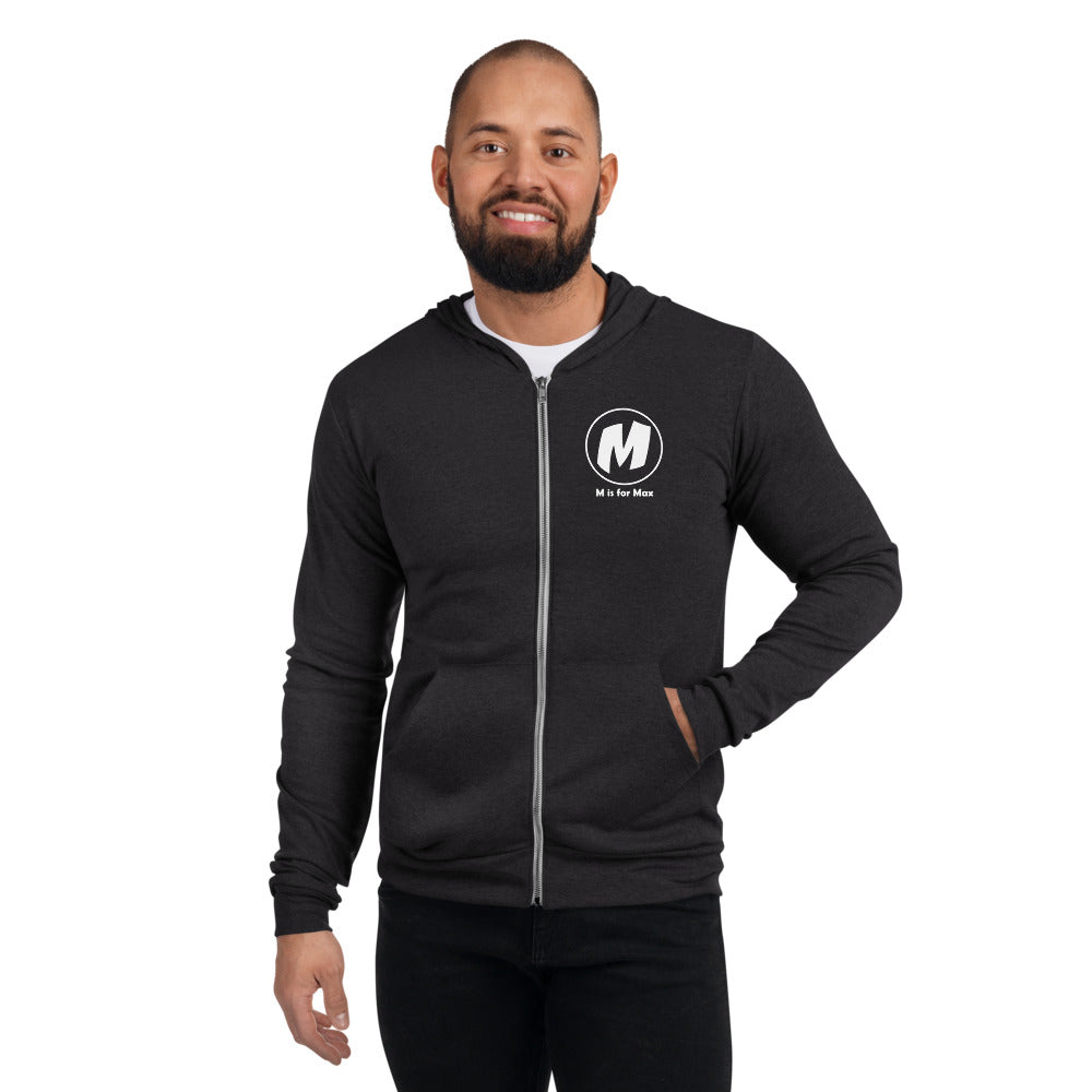 M is for Max Unisex zip hoodie